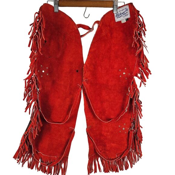 Rockmount Ranch Wear Tru-West kids chaps, red leather, size L - Picture 5 of 8